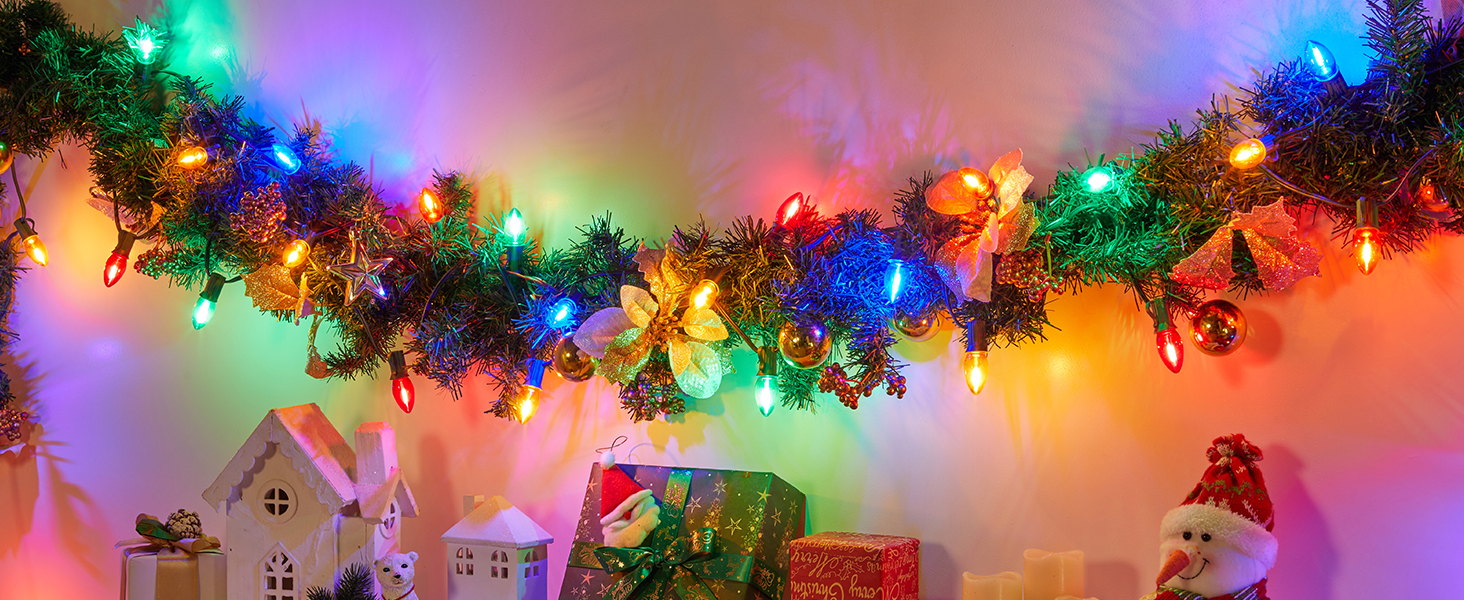 C7 Clear LED Christmas String Lights Outdoor