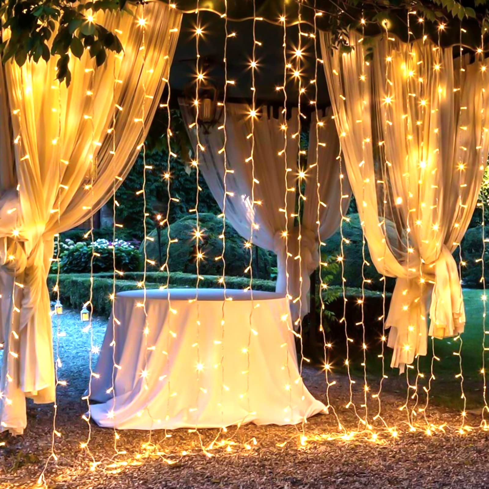 Curtain Fairy Lights with Remote & Adapter, 8 Modes