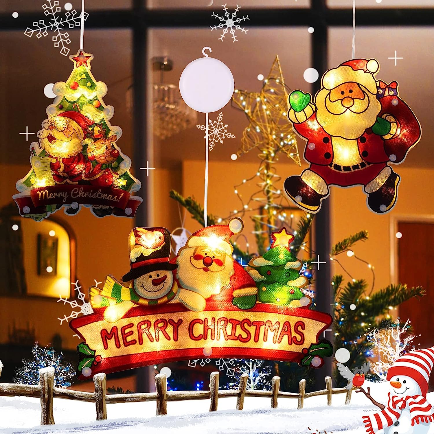 Christmas Window Silhouette Lights, 3PCs Battery Operated