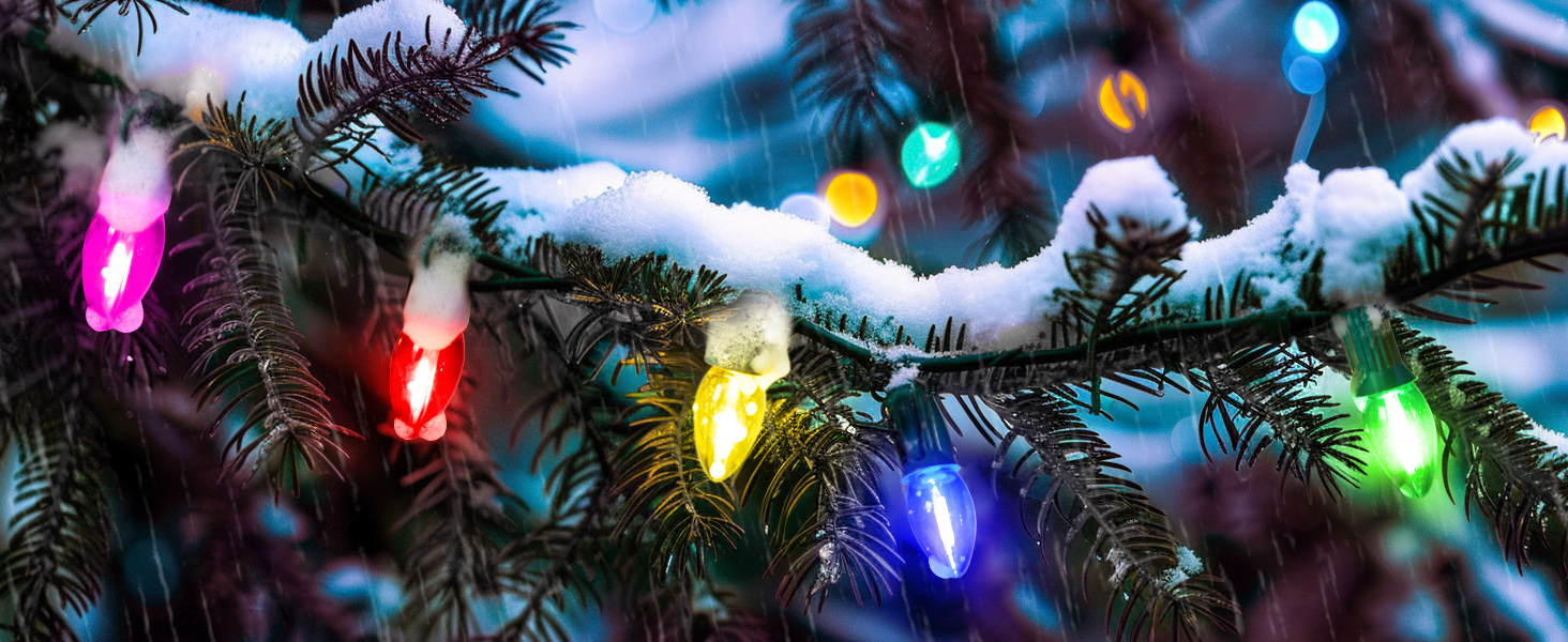 C7 Clear LED Christmas String Lights Outdoor