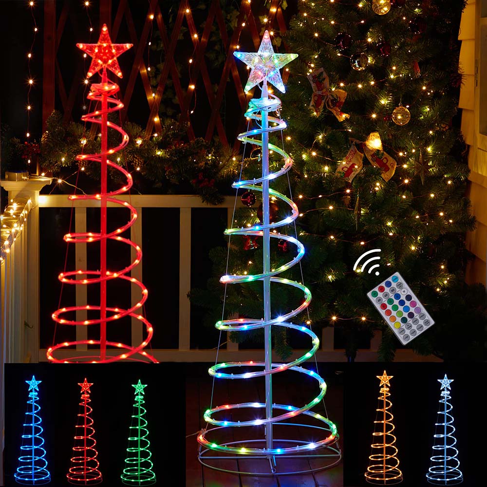 Christmas Spiral Tree Lights with Remote, 16 colors, 8 Modes