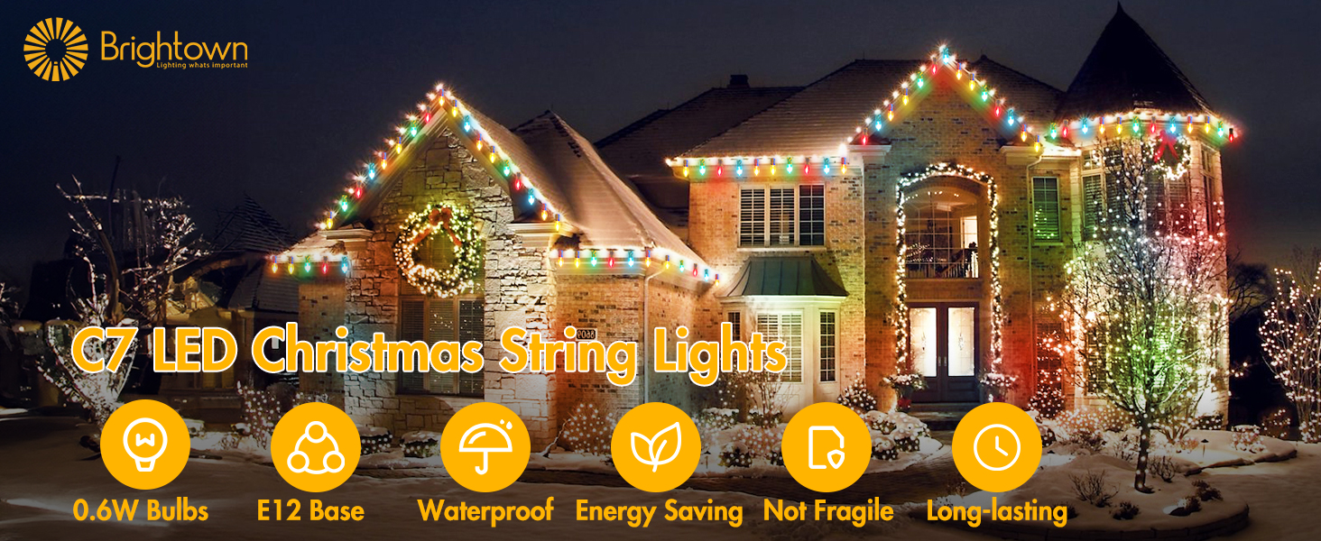 C7 Clear LED Christmas String Lights Outdoor