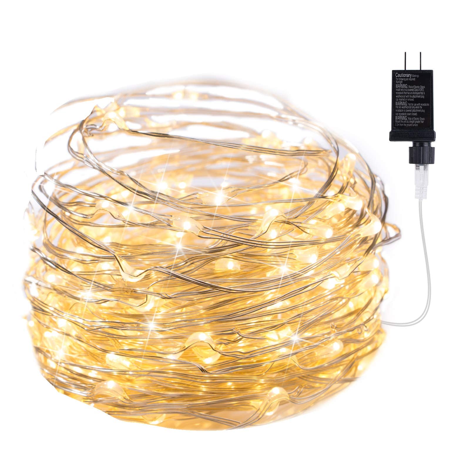 Silver Fairy Lights with Adapter Plug